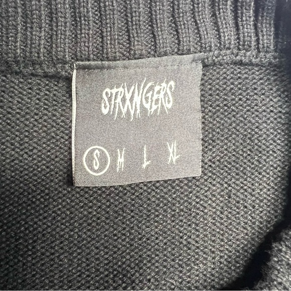 Strxngers Heavy Punk Graphic Crewneck Pullover Knit Sweater HTF RARE Size Small - Picture 2 of 10
